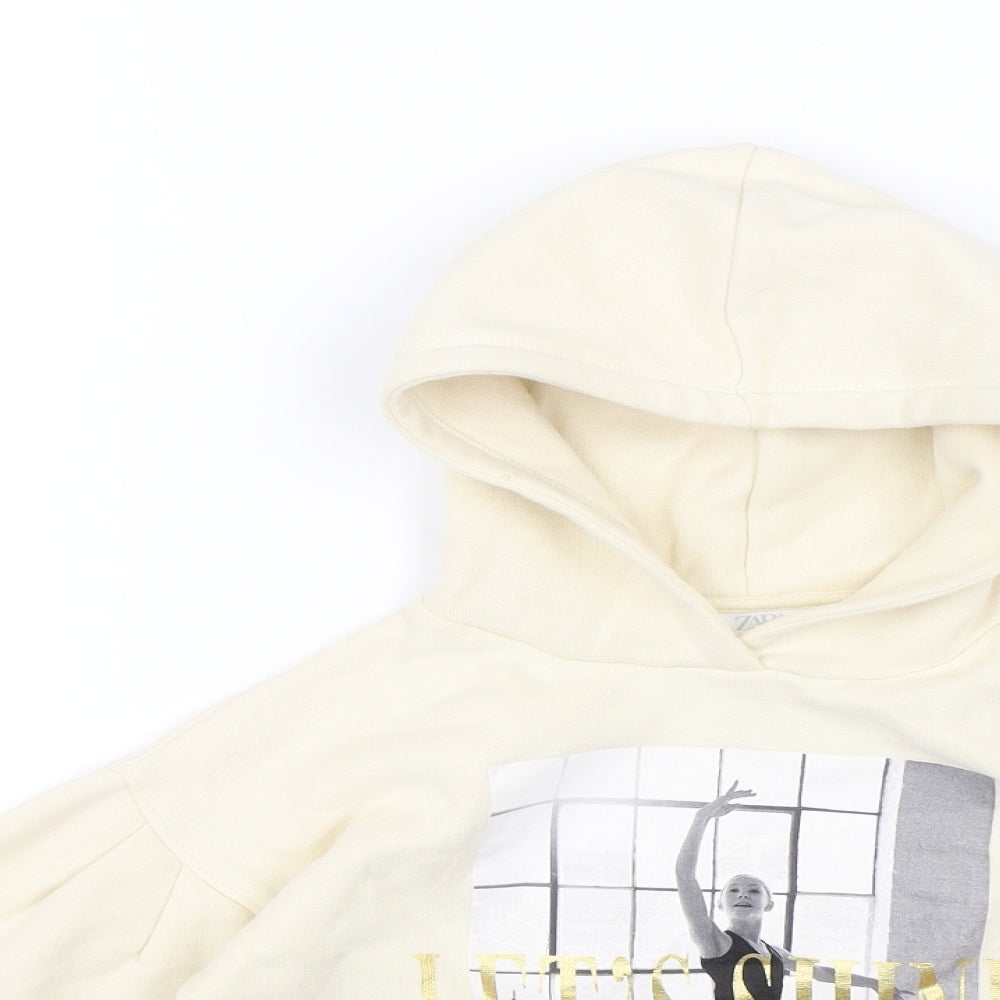 Zara Girls White   Pullover Hoodie Size 6 Years  - Ballerina
