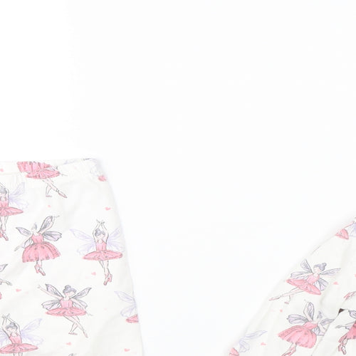 George Girls White Solid  Top Pyjama Set Size 2-3 Years  - Ballerina