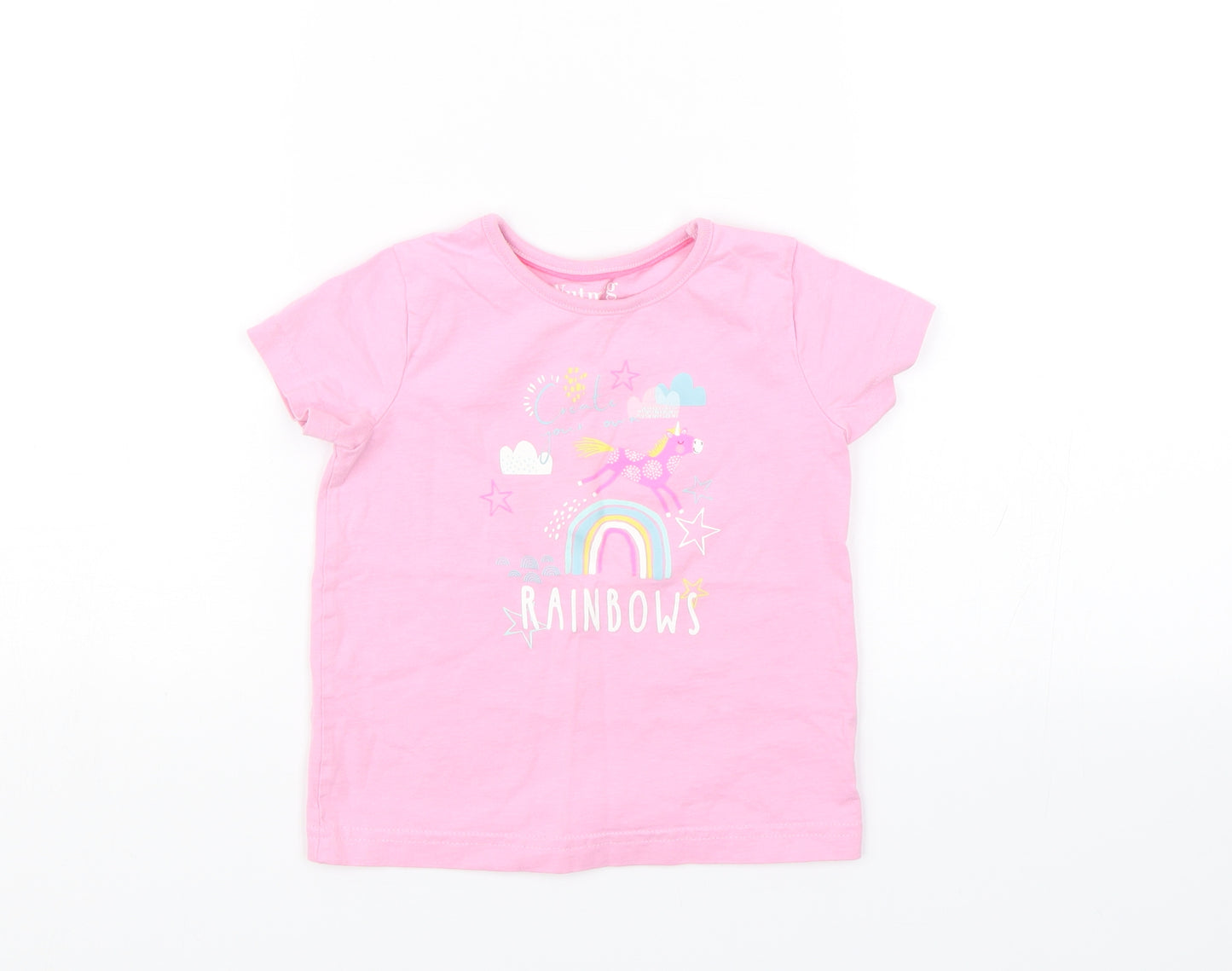 Nutmeg Girls Pink   Basic T-Shirt Size 2-3 Years  - Create your own rainbows