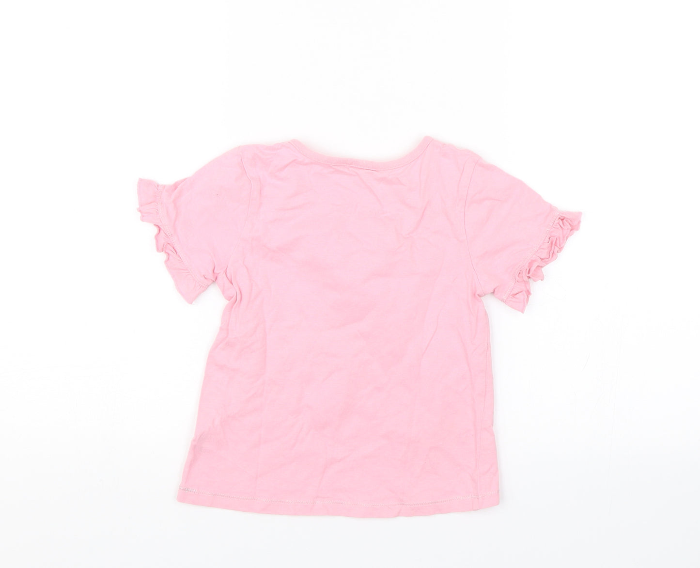Primark Girls Pink   Basic T-Shirt Size 6-7 Years  - Beauty and the Beast