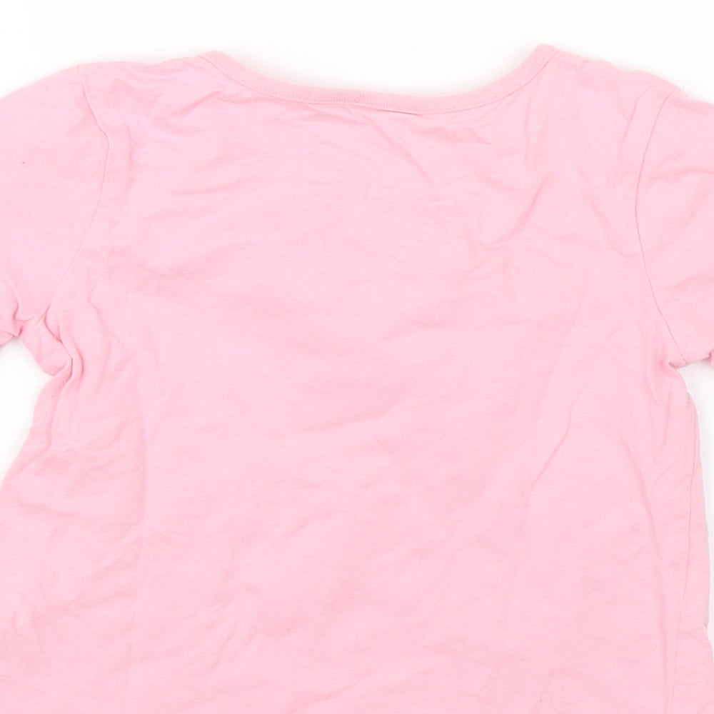 Primark Girls Pink   Basic T-Shirt Size 6-7 Years  - Beauty and the Beast