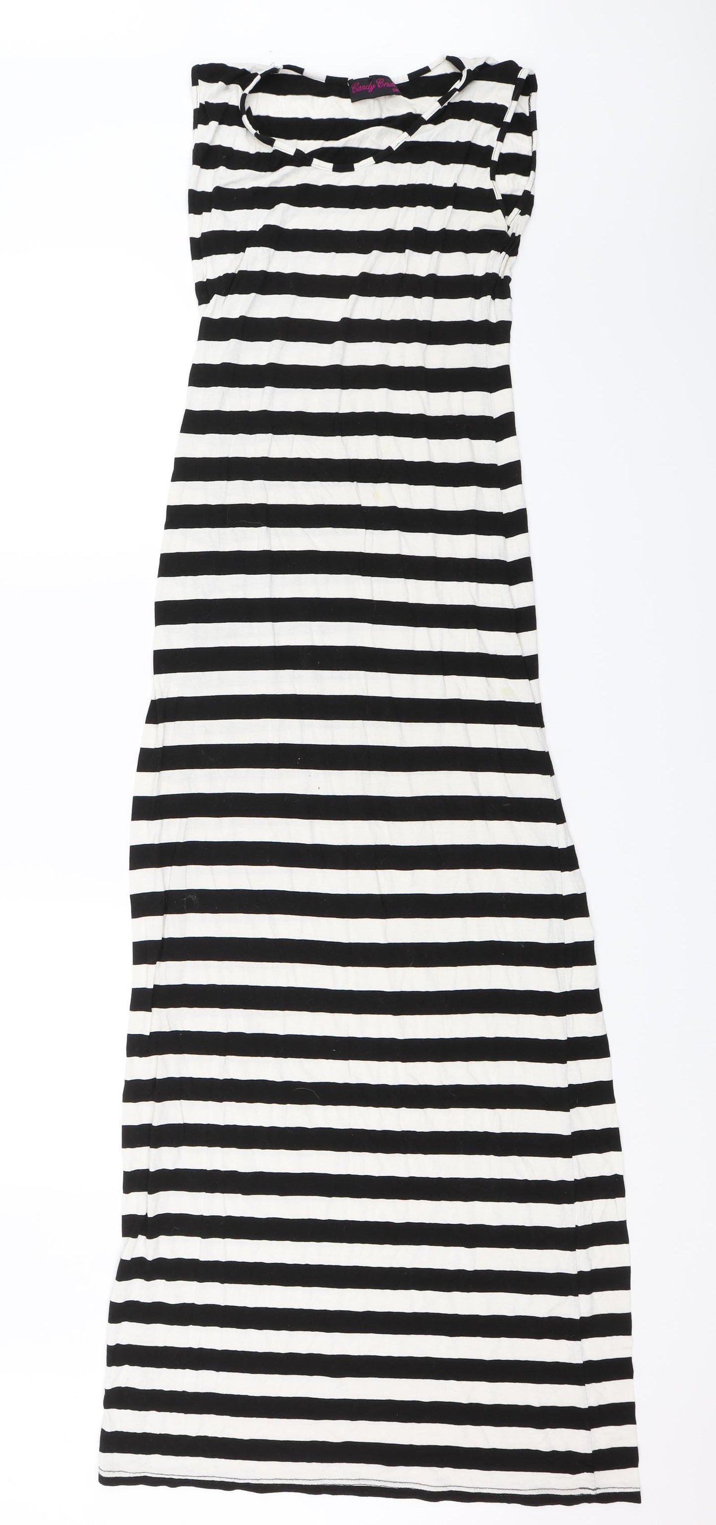 Candy Crush Womens White Striped  Tank Dress  Size S