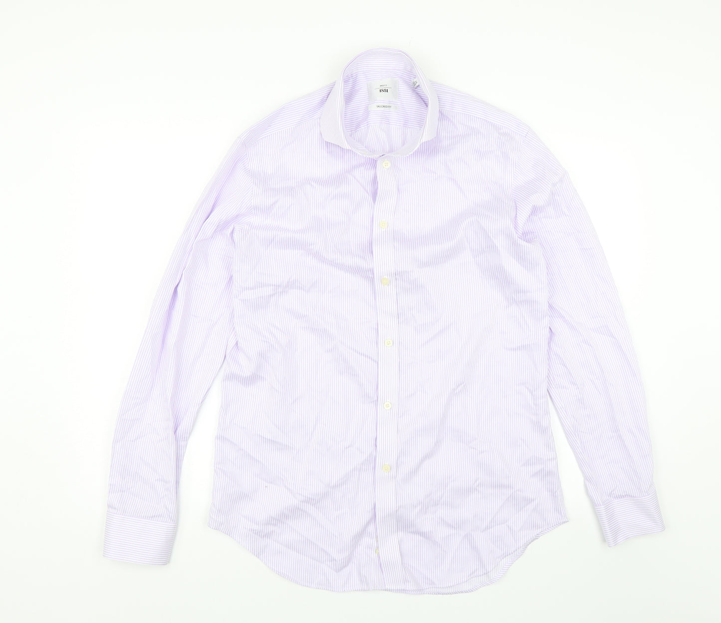 Moss Mens Purple Striped   Dress Shirt Size 15.5