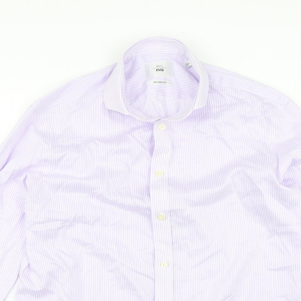 Moss Mens Purple Striped   Dress Shirt Size 15.5