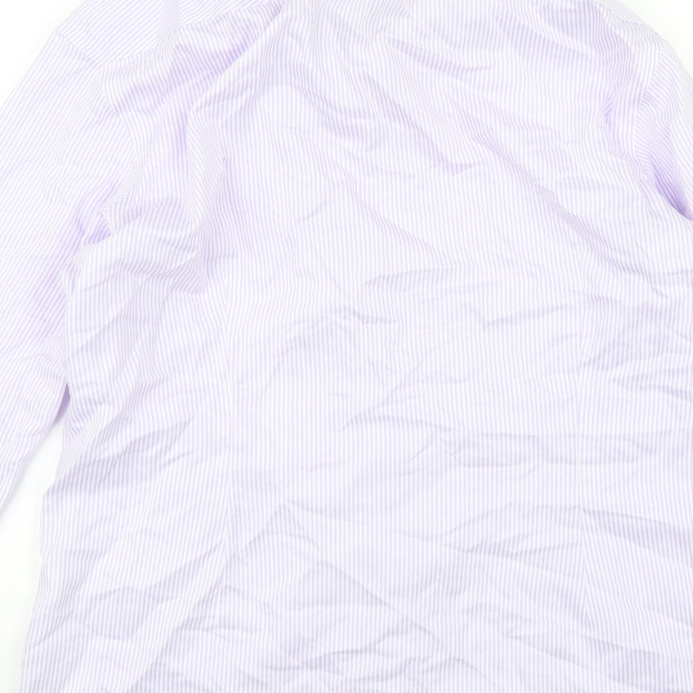 Moss Mens Purple Striped   Dress Shirt Size 15.5