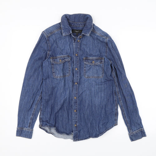 NEXT Womens Blue  Denim Basic Button-Up Size 10