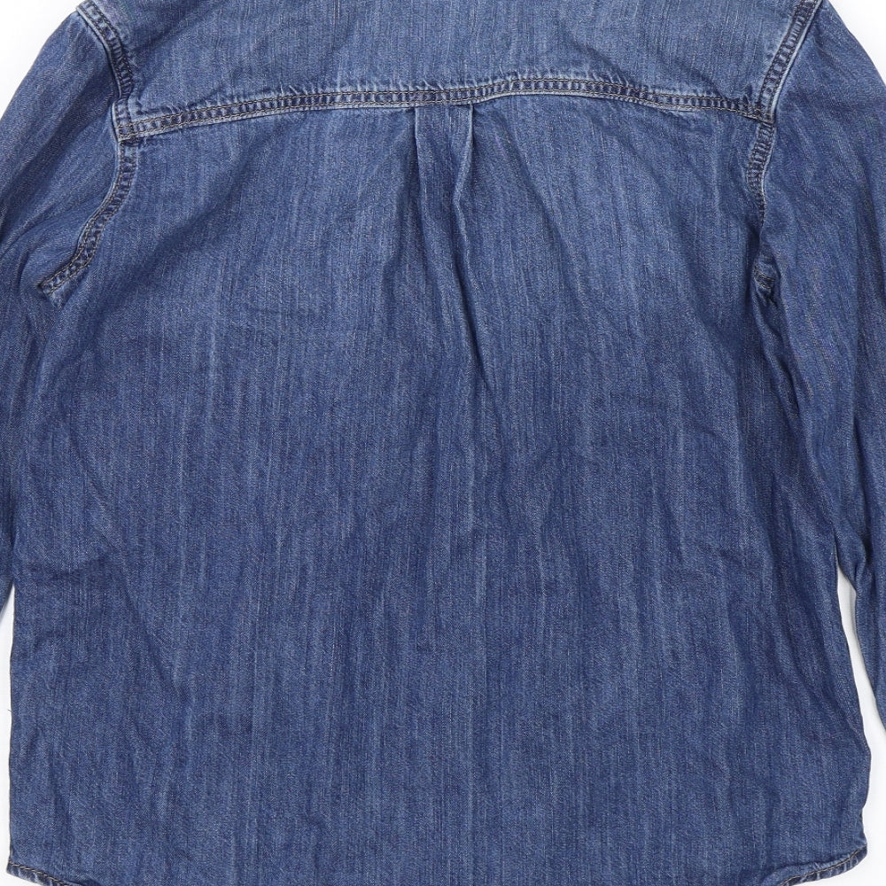 NEXT Womens Blue  Denim Basic Button-Up Size 10