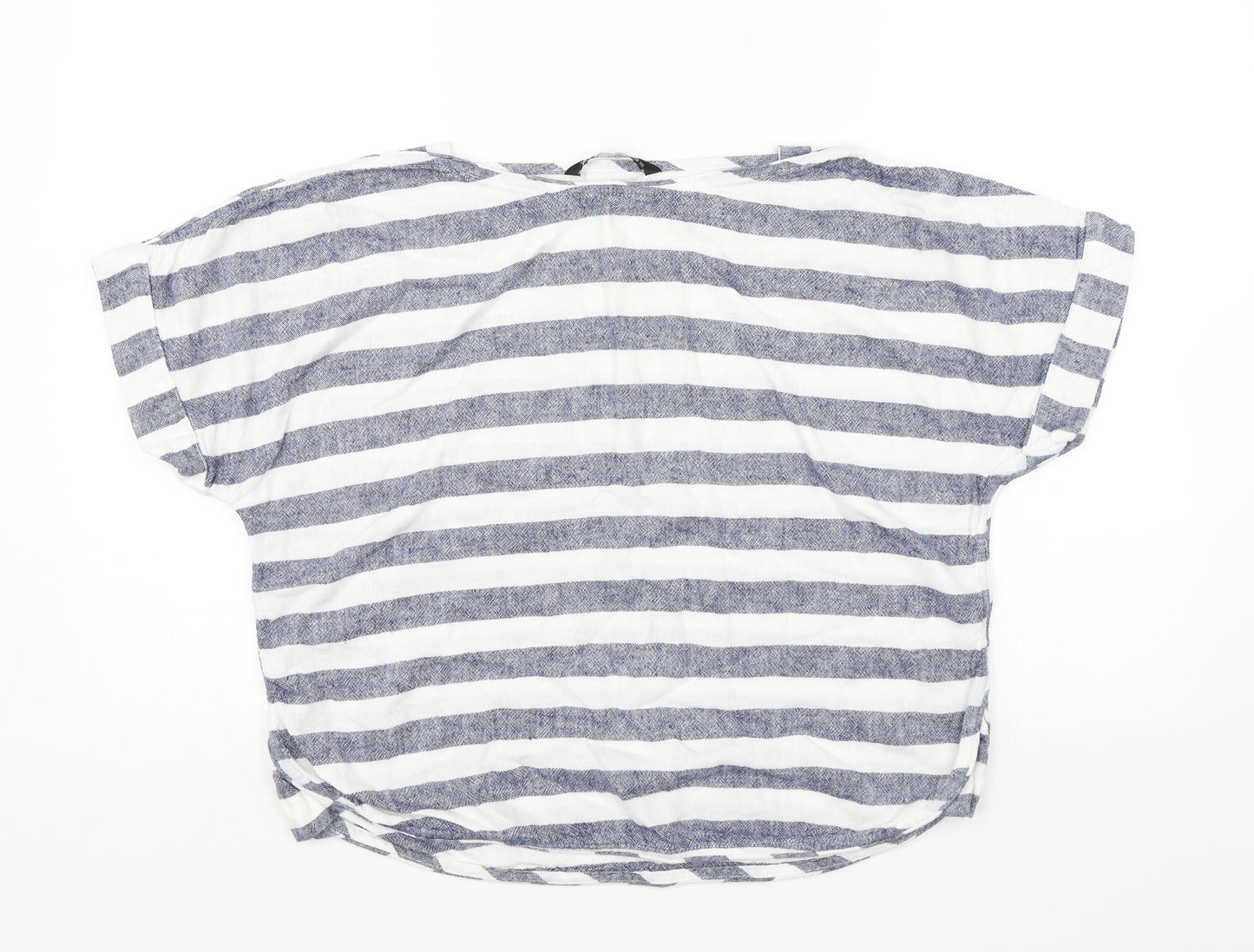 Zara Womens Blue Striped  Basic Blouse Size M