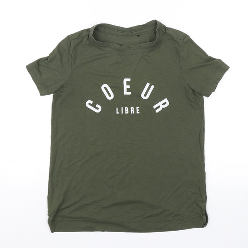 NEXT Womens Green   Basic T-Shirt Size 8  - Coeur libre