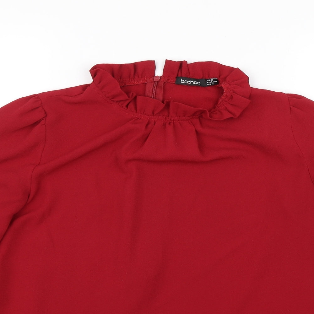Boohoo Womens Red   Basic Blouse Size 8
