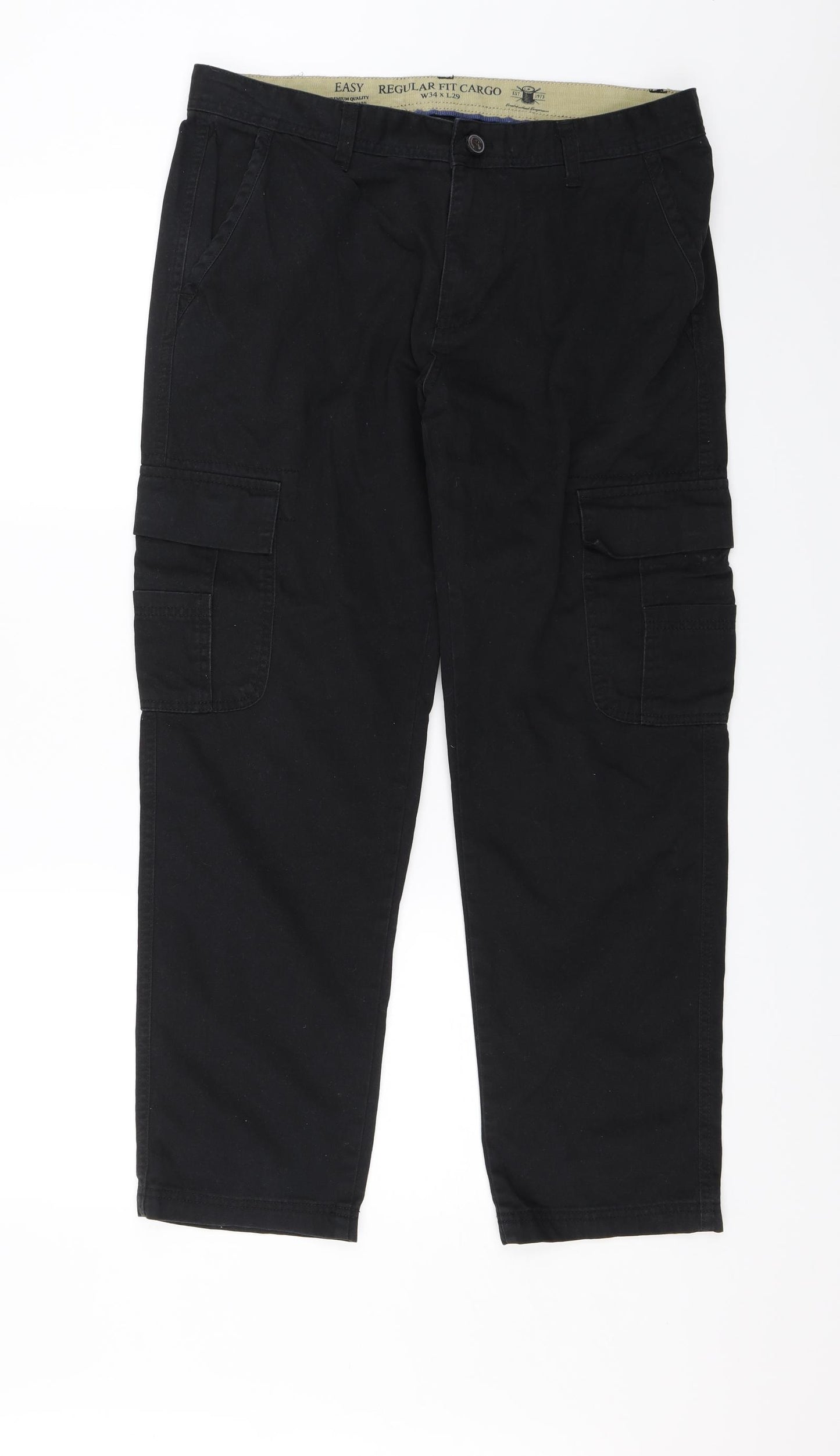Easy Mens Black   Cargo Trousers Size 34 in L26 in