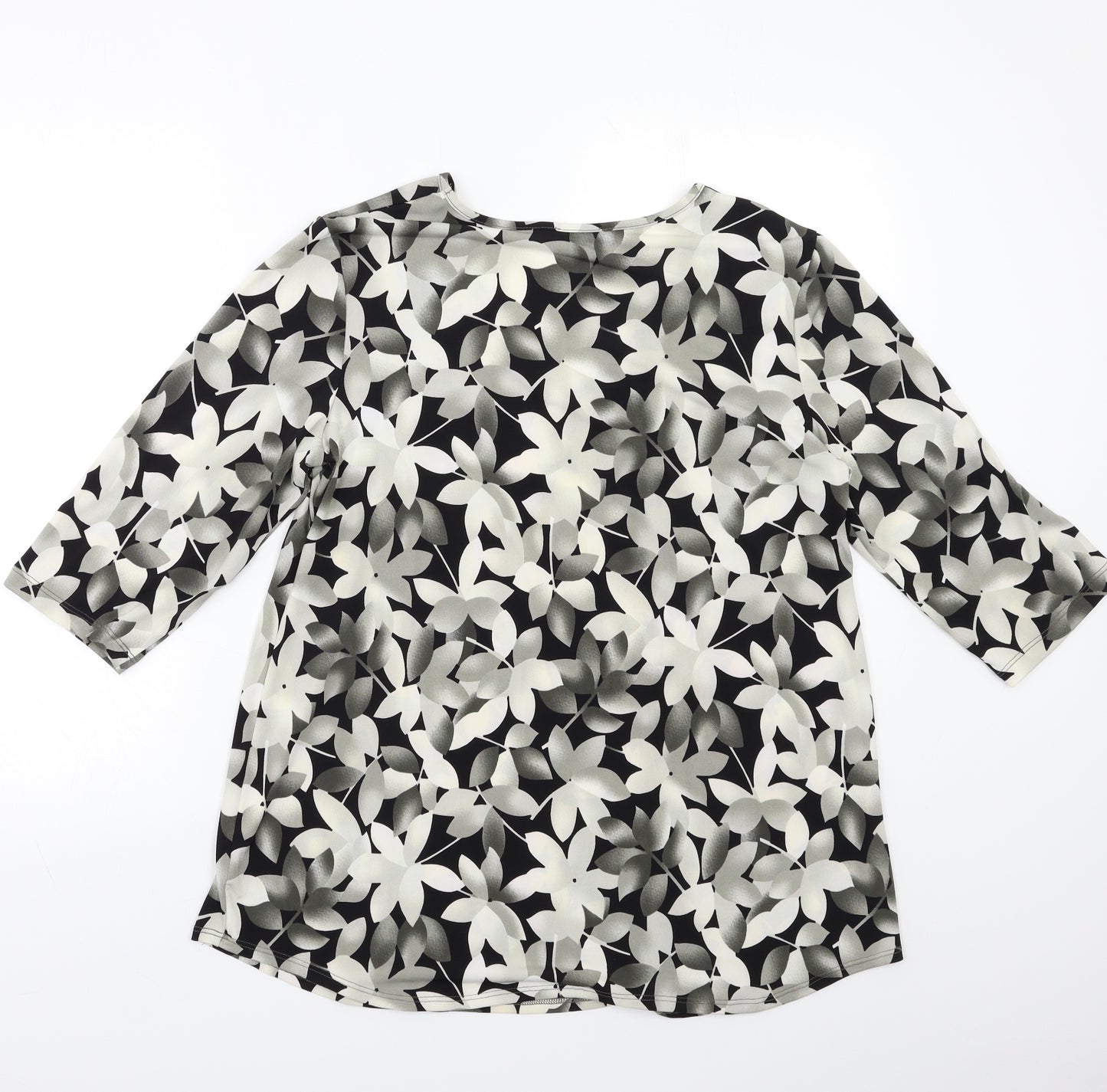 Kim & Co Womens Grey Floral  Basic Blouse Size L