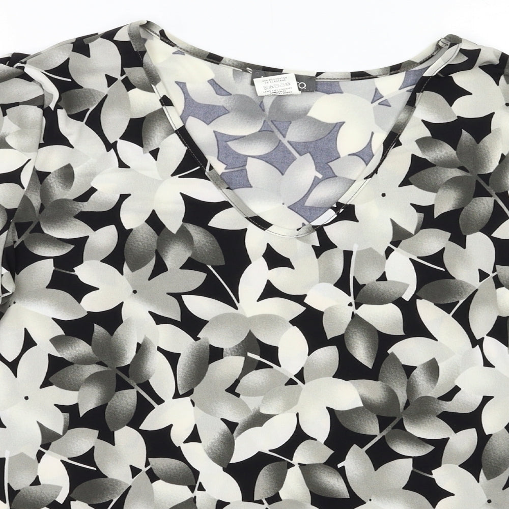 Kim & Co Womens Grey Floral  Basic Blouse Size L