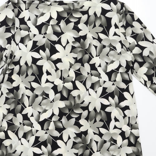 Kim & Co Womens Grey Floral  Basic Blouse Size L