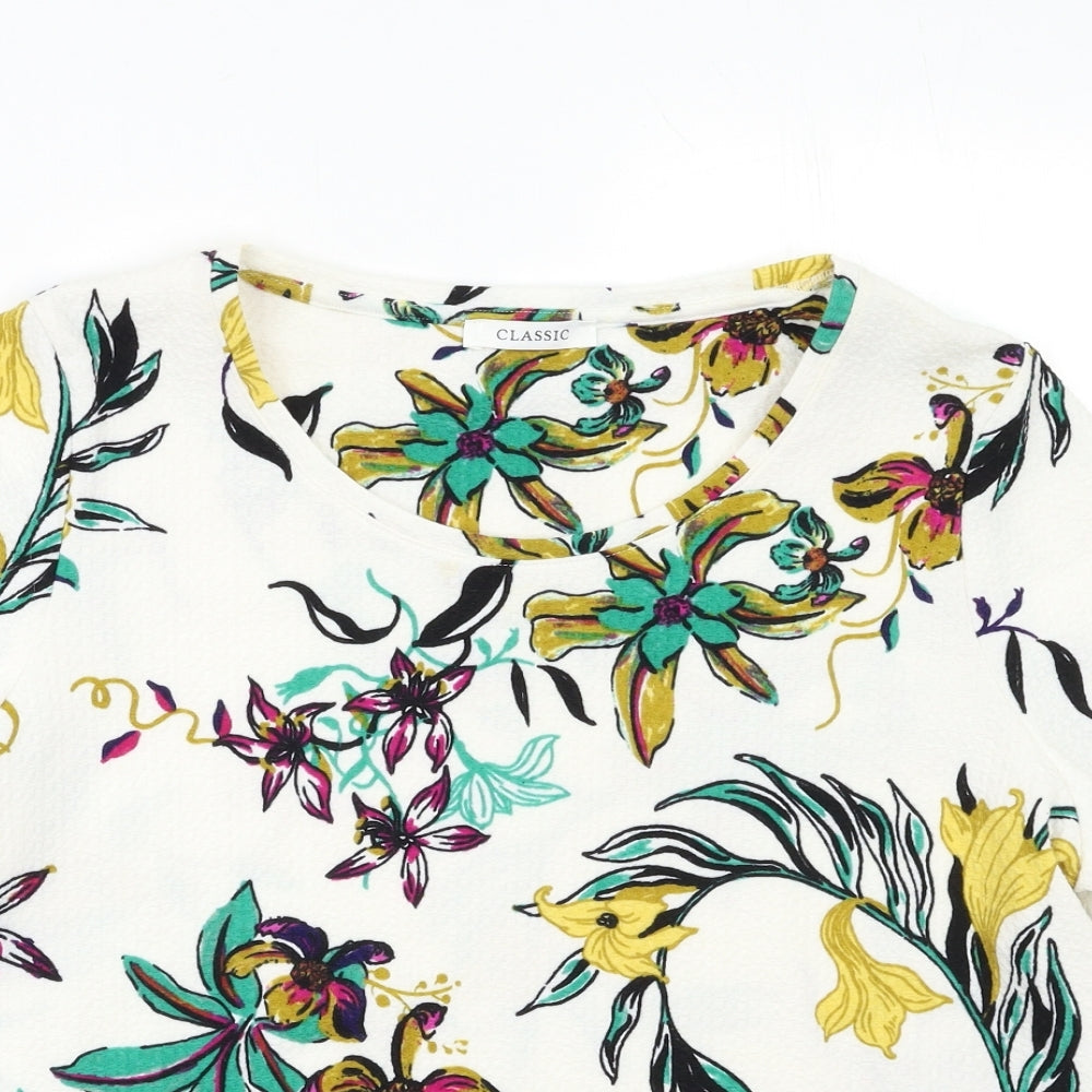 M&S Womens White Floral  Basic Blouse Size 16