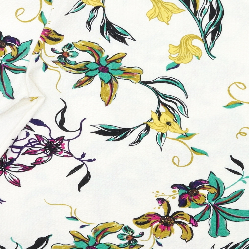 M&S Womens White Floral  Basic Blouse Size 16