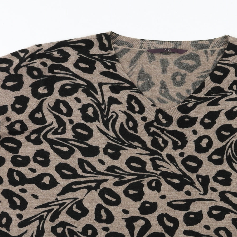 Evans Womens Beige Geometric  Pullover Jumper Size 20