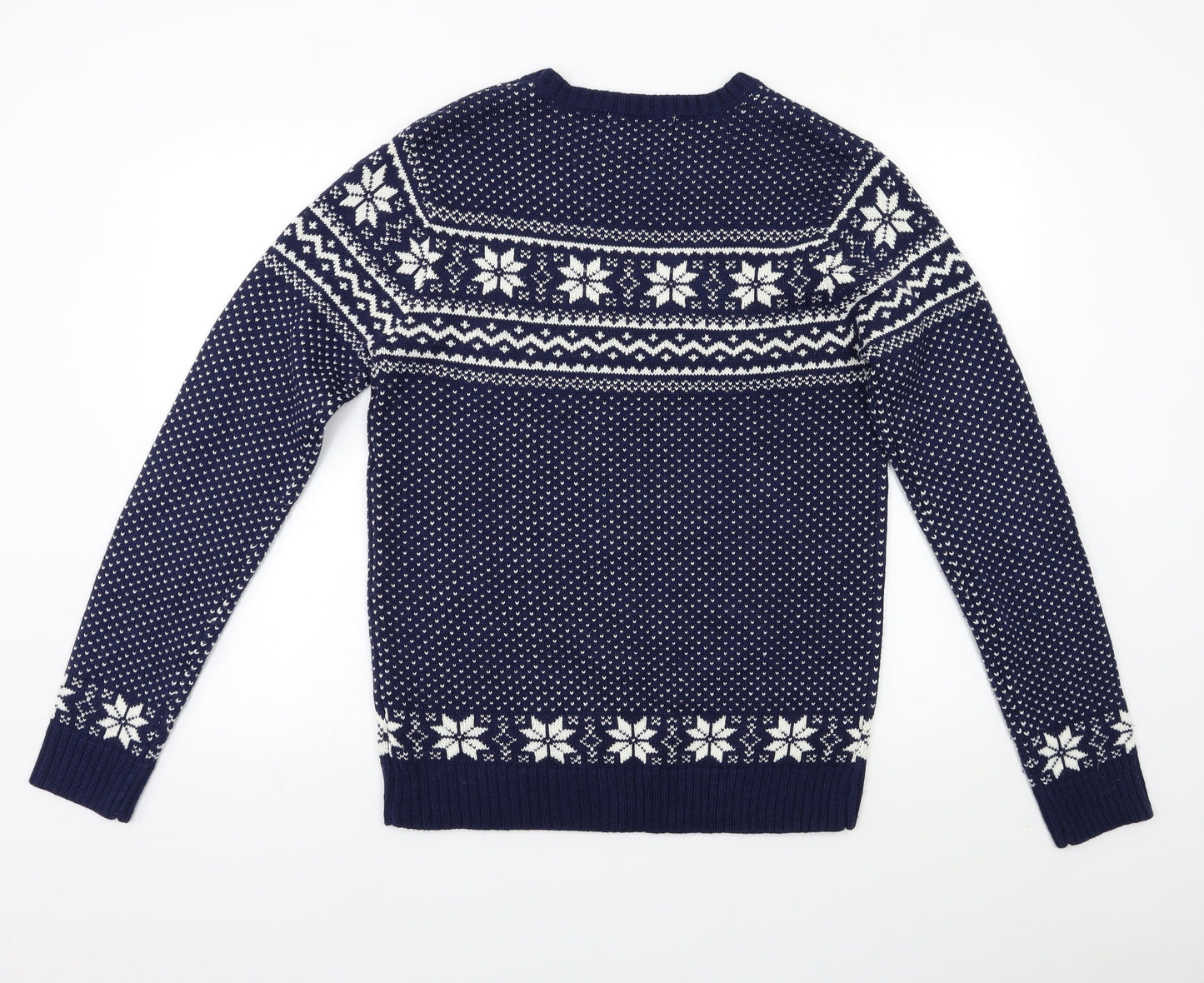 Seasons Greetings Mens Blue Fair Isle  Pullover Jumper Size M