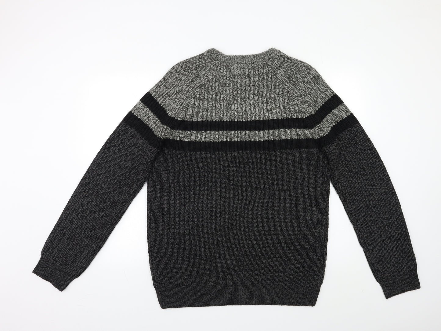 Peacocs Mens Grey Striped  Pullover Jumper Size L