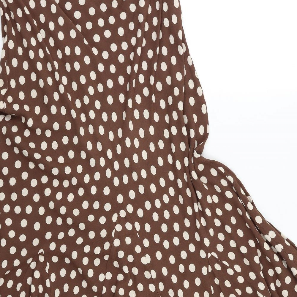 Per Una Womens Brown Polka Dot  A-Line Skirt Size 14