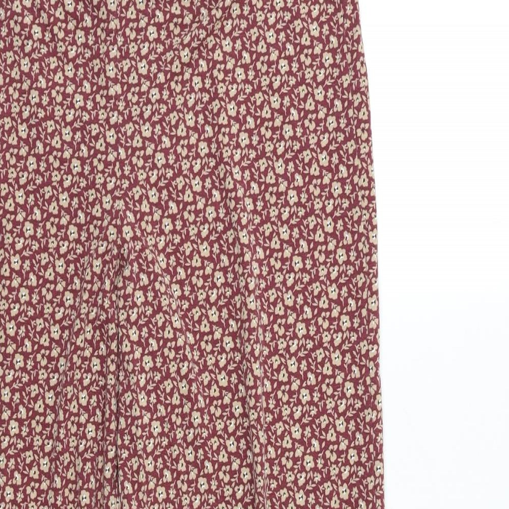 TU Womens Red Floral  Trousers  Size 10 L28 in