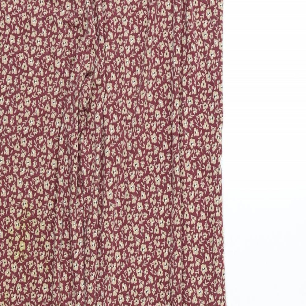 TU Womens Red Floral  Trousers  Size 10 L28 in