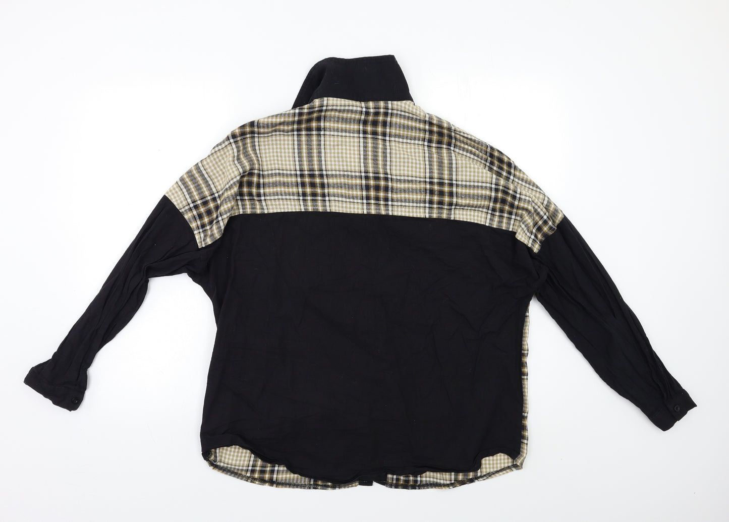 PRETTYLITTLETHING Womens Beige Check  Basic Button-Up Size 10