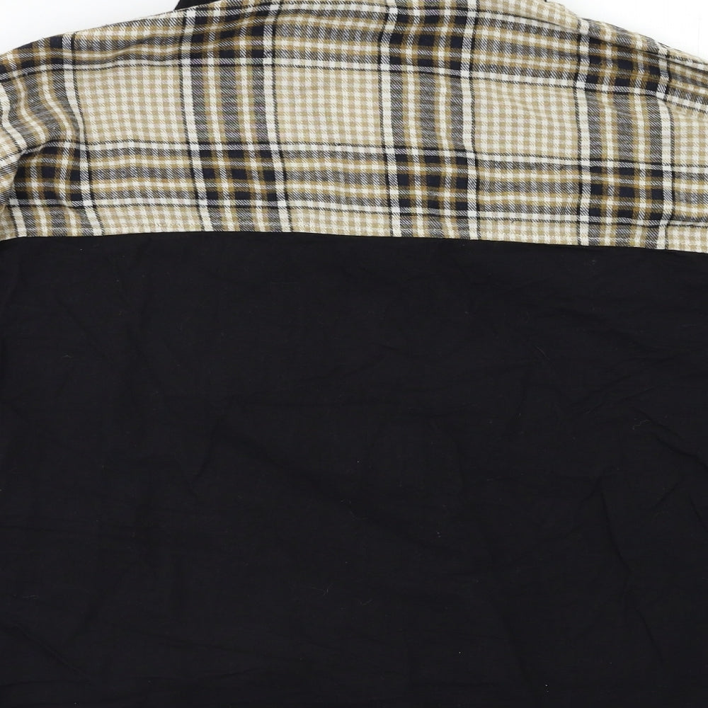 PRETTYLITTLETHING Womens Beige Check  Basic Button-Up Size 10