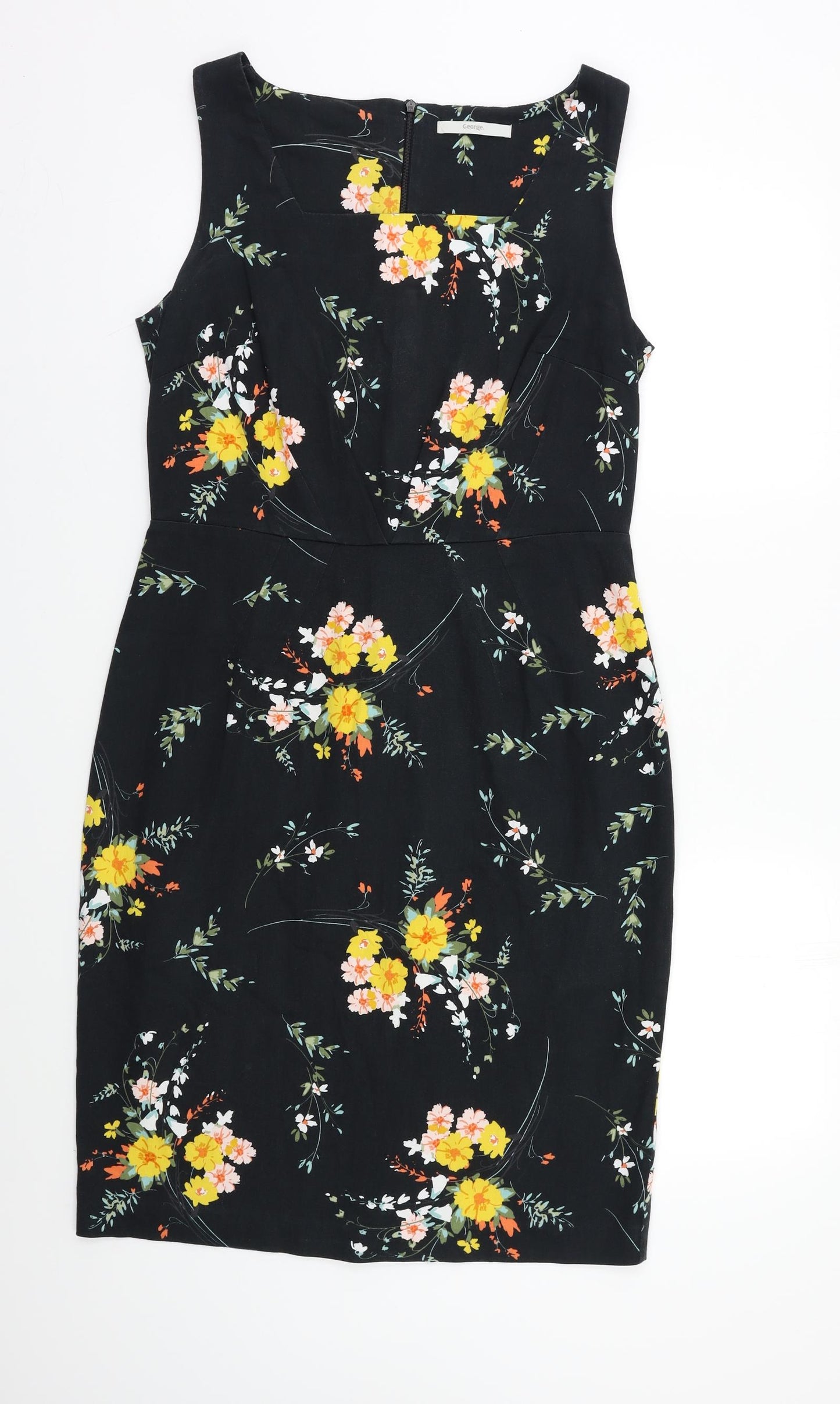 George Womens Black Floral  Pencil Dress  Size 14