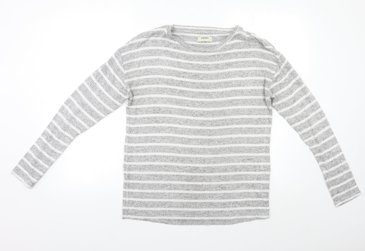 Papaya Womens Grey Striped  Pullover Jumper Size S