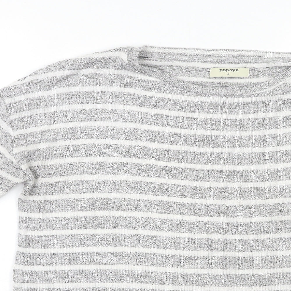 Papaya Womens Grey Striped  Pullover Jumper Size S