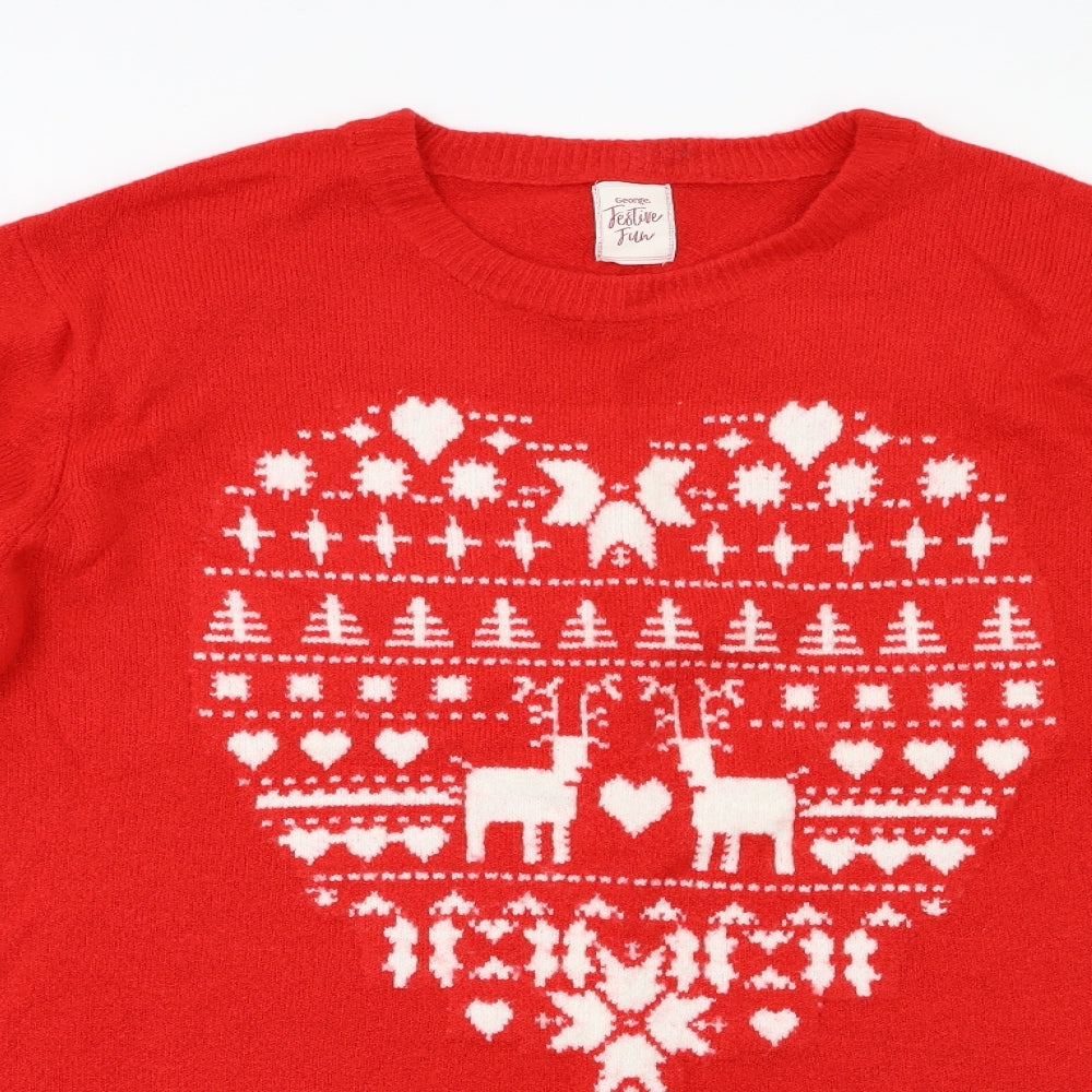 George Womens Red Geometric  Pullover Jumper Size 16  - Xmas jumper