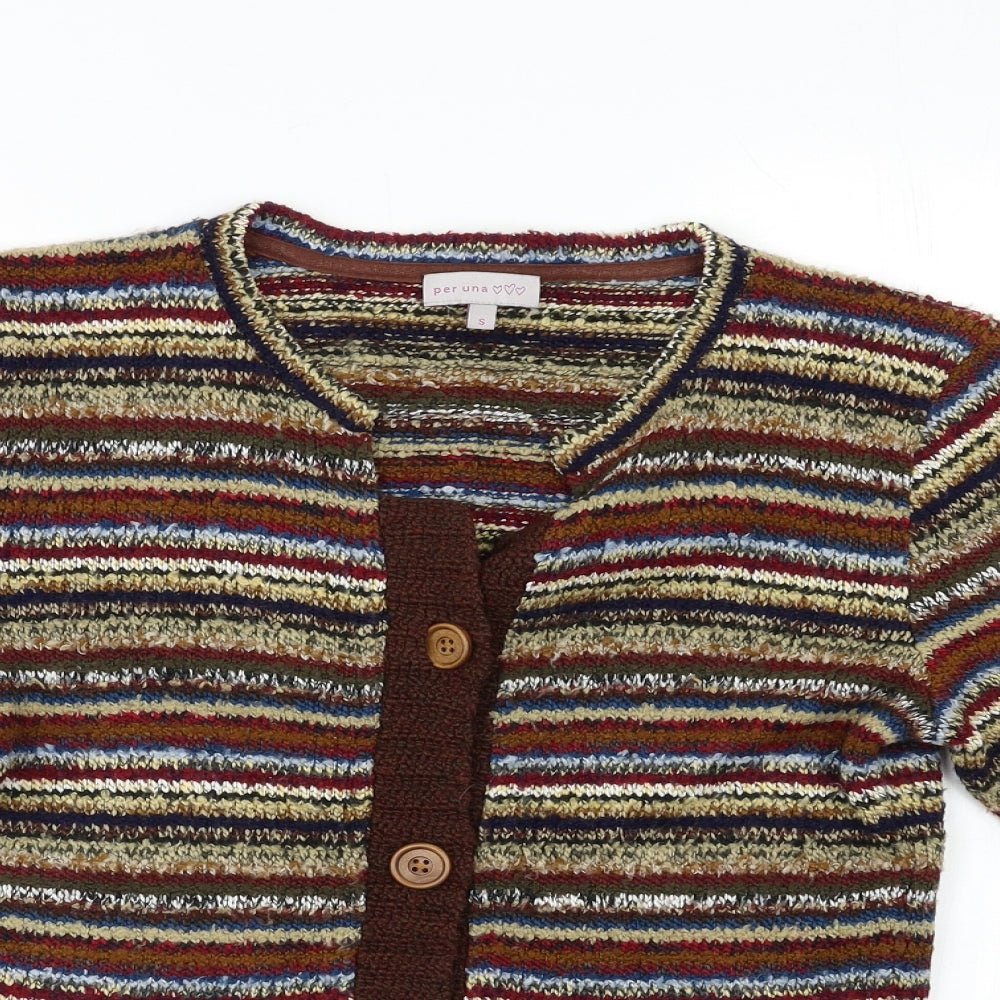 Per Una Womens Brown Striped  Cardigan Jumper Size S