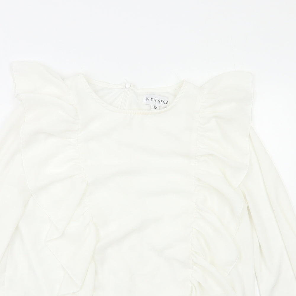 In the Style Womens White   Basic Blouse Size 10
