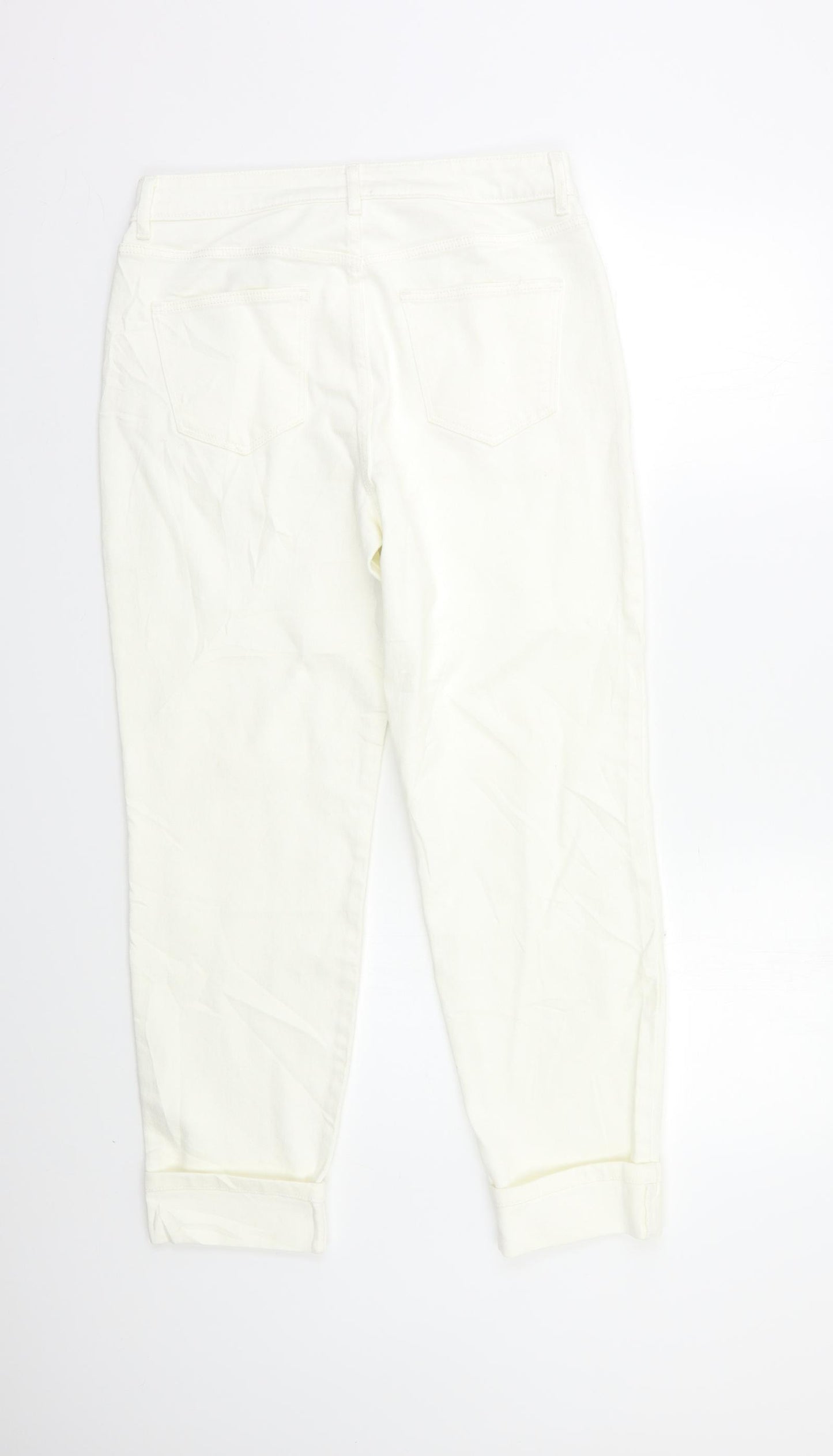 Cotton Web Womens White   Straight Jeans Size 12 L28 in