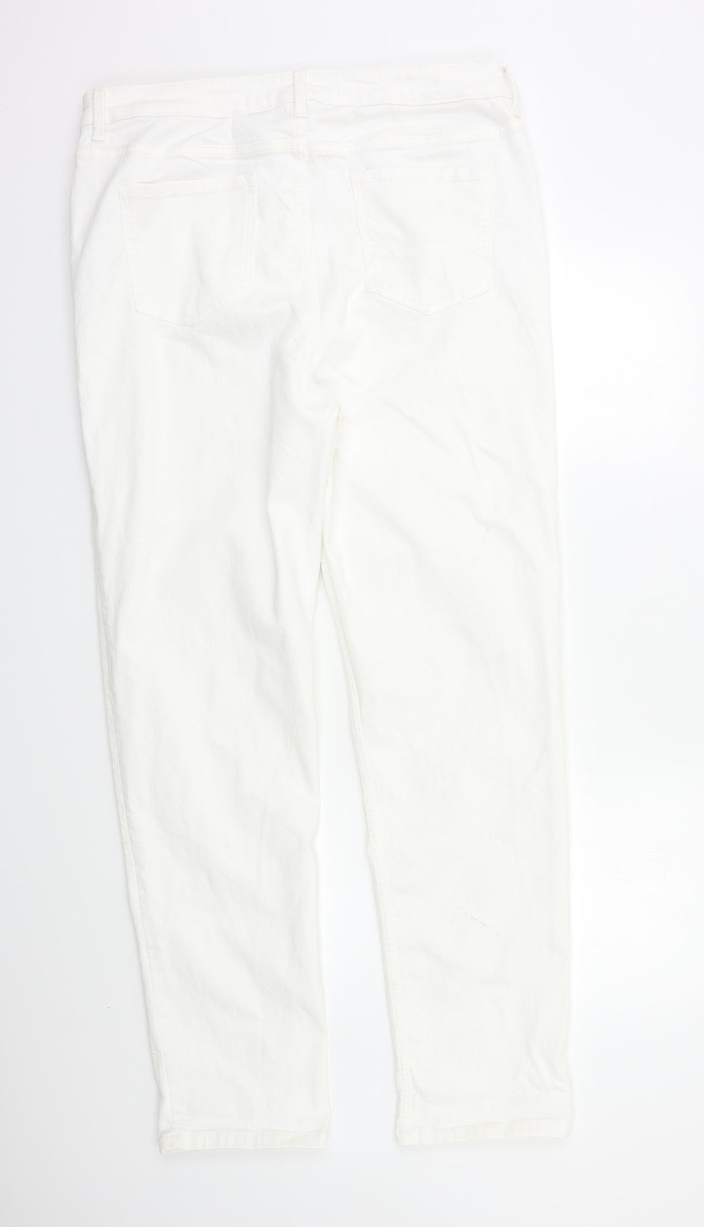 M&S Womens White   Straight Jeans Size 18 L31 in