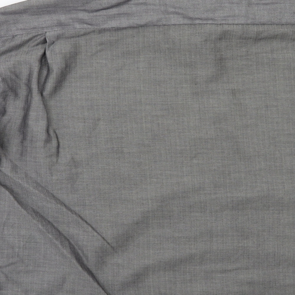 Eterna Mens Grey Herringbone   Button-Up Size L