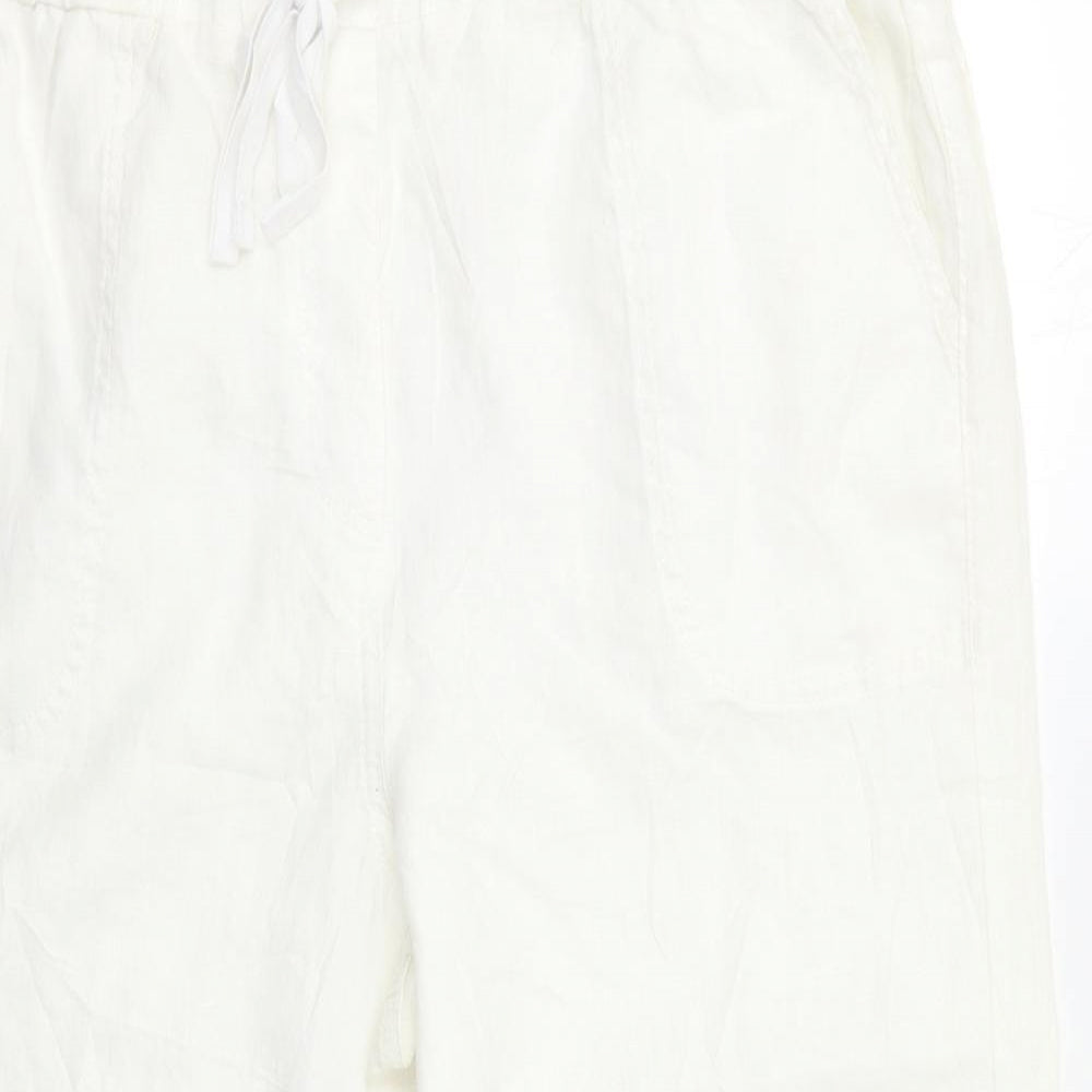 M&S Womens White   Capri Trousers Size 16 L21 in