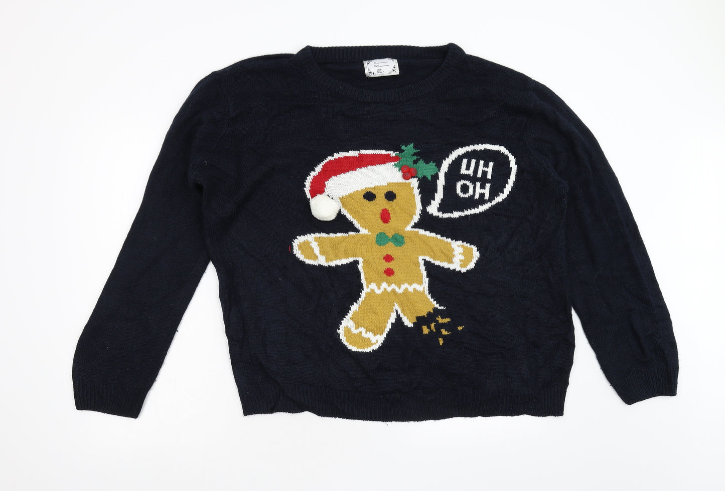 Primark Mens Blue  Knit Pullover Jumper Size L  - Christmas