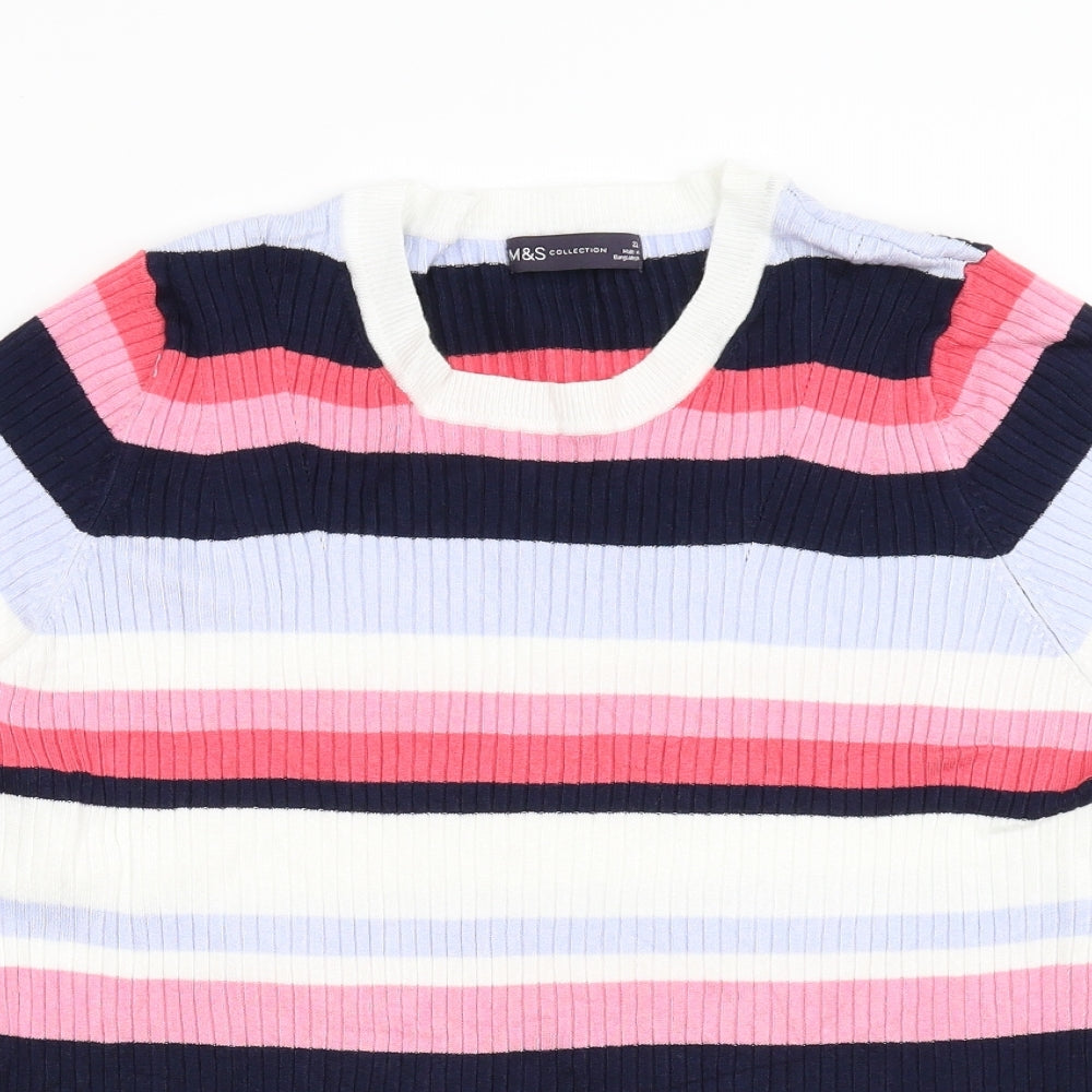 M&S Womens Multicoloured Striped Knit Pullover Jumper Size 22