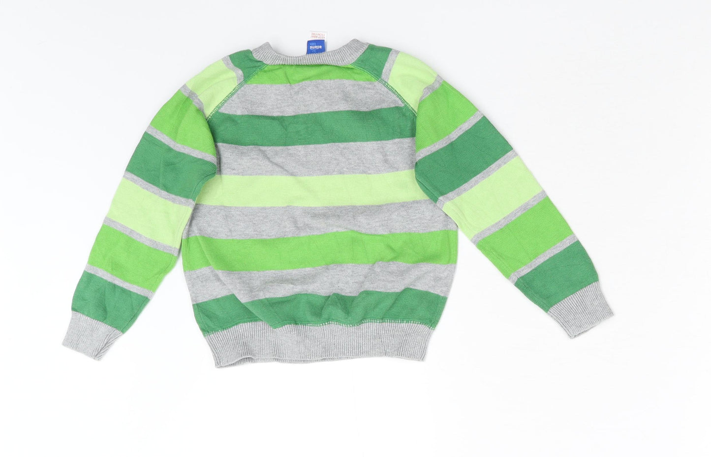 Adams Boys Green Striped Knit Pullover Jumper Size 2-3 Years