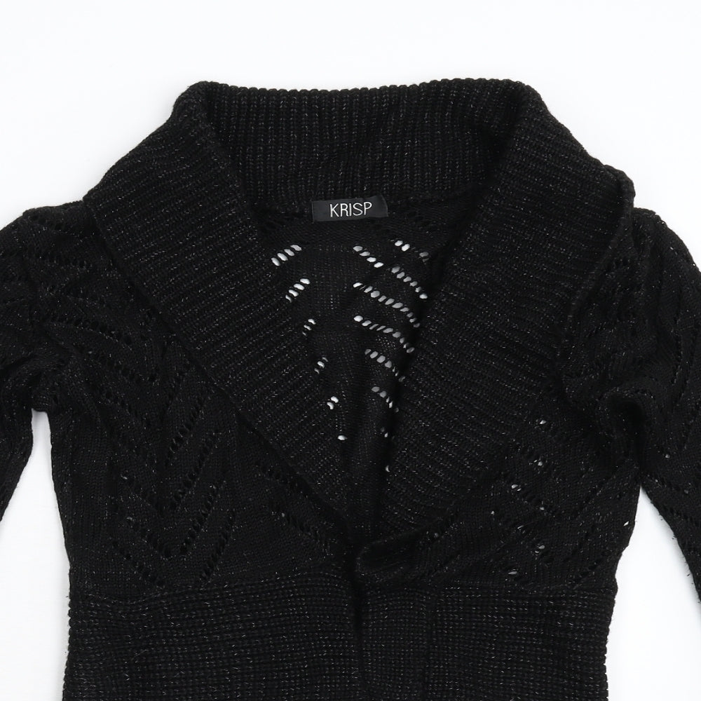 Krisp Womens Black  Knit Cardigan Jumper Size 10