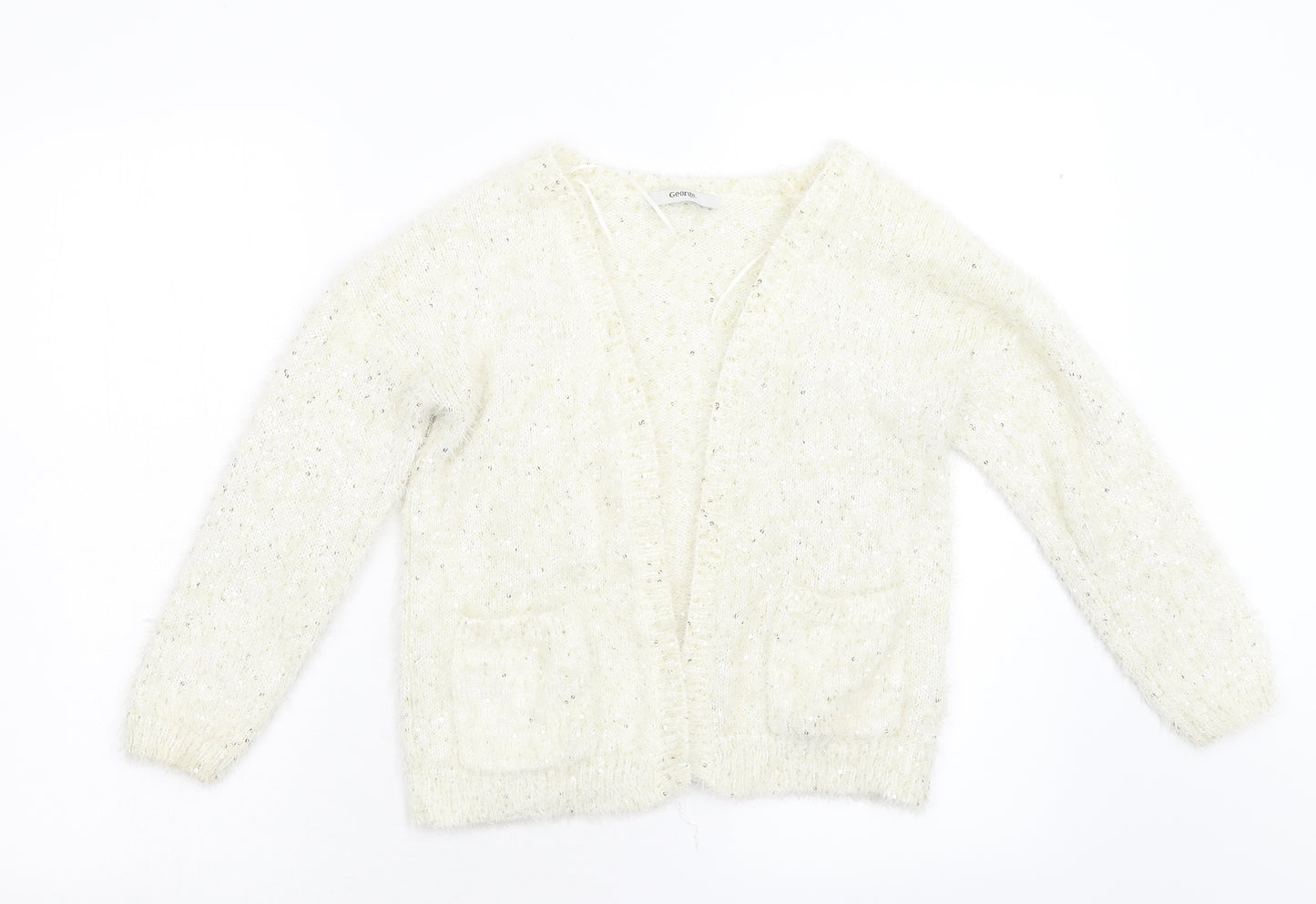 George Girls Ivory  Knit Cardigan Jumper Size 10-11 Years