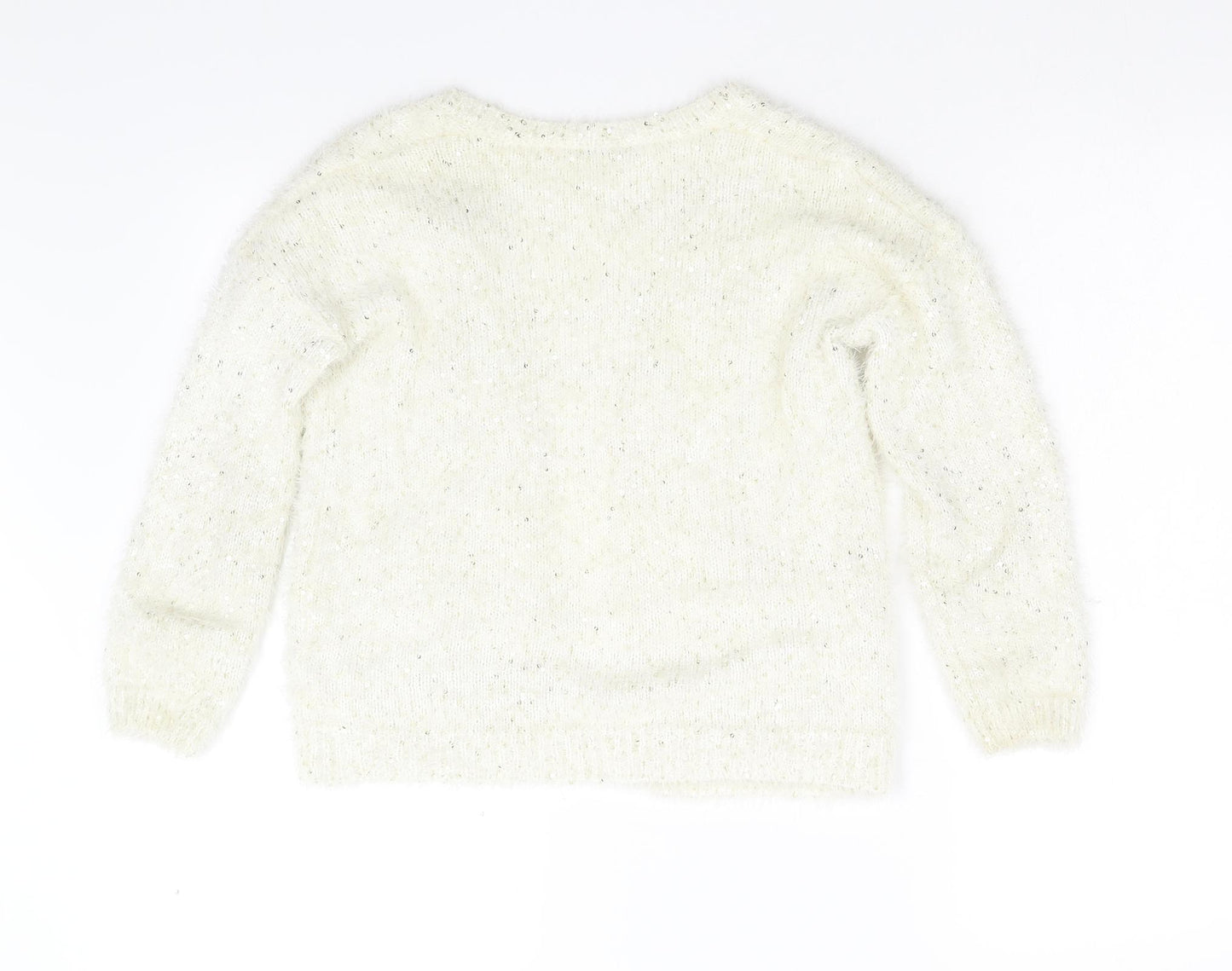 George Girls Ivory  Knit Cardigan Jumper Size 10-11 Years