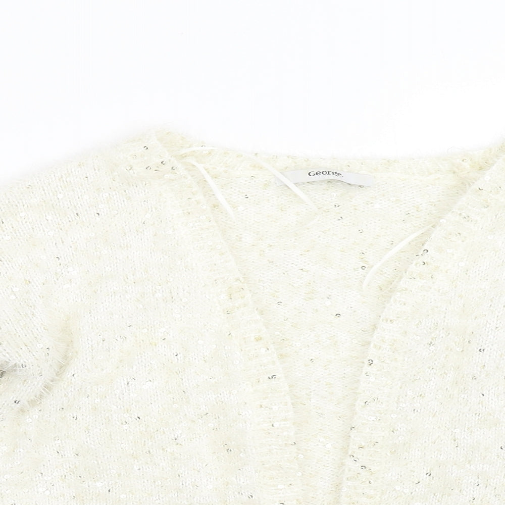 George Girls Ivory  Knit Cardigan Jumper Size 10-11 Years