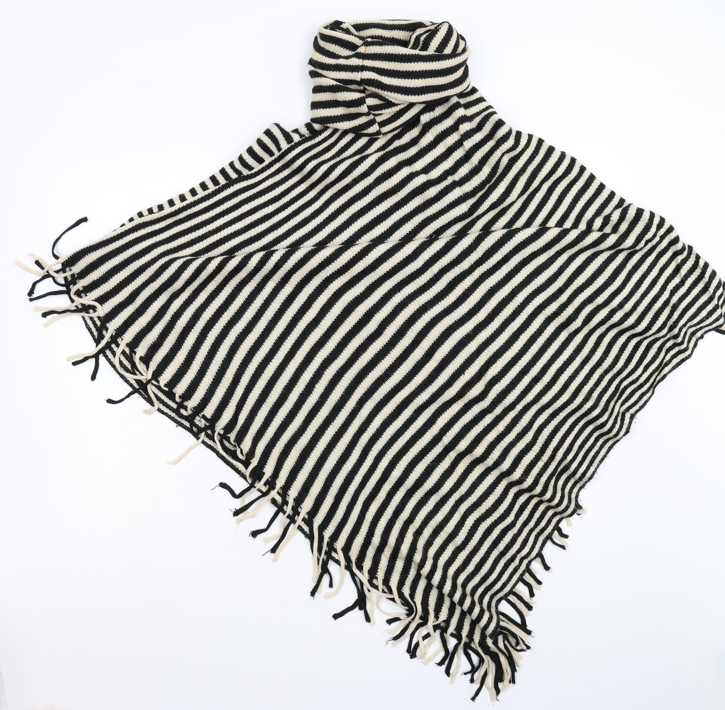 W Collection Womens Multicoloured Striped Knit  Poncho One Size
