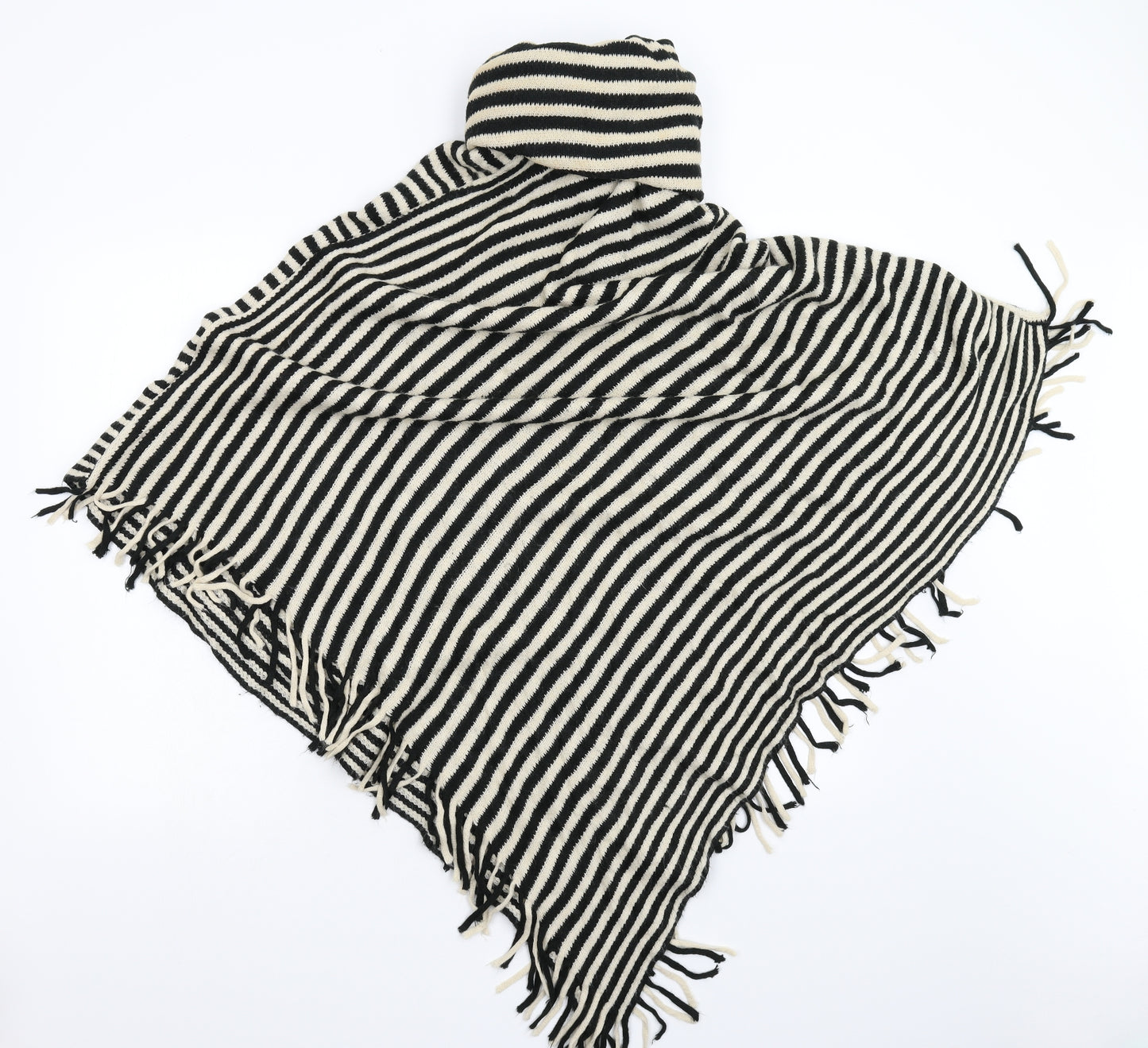 W Collection Womens Multicoloured Striped Knit  Poncho One Size