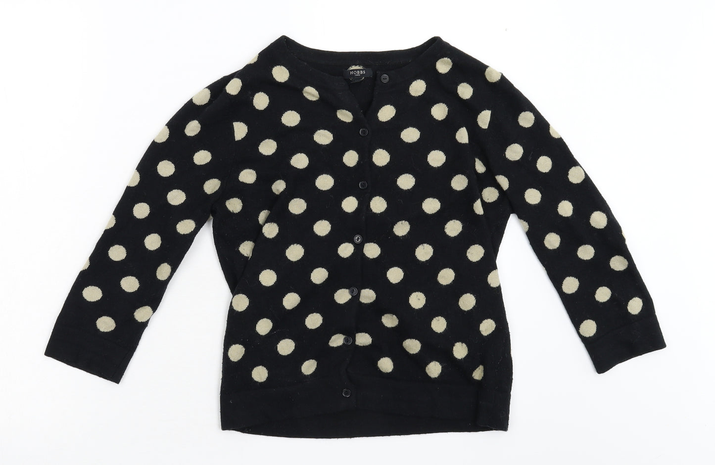 Hobbs Womens Black Polka Dot Knit Cardigan Jumper Size 10