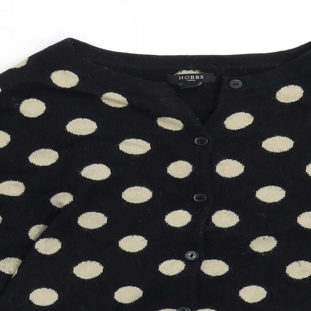 Hobbs Womens Black Polka Dot Knit Cardigan Jumper Size 10