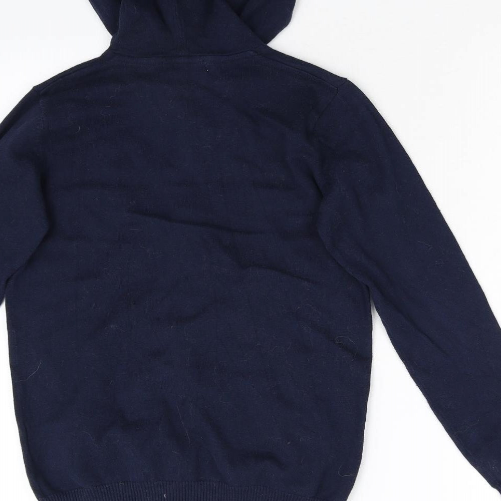 ZY Boy Boys Blue  Knit Tunic Hoodie Size 11-12 Years